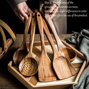 5 piece timber utensil set