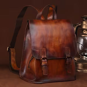 Vintage inspired genuine leather backpack